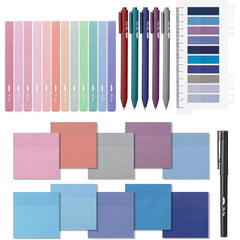 Mr. Pen Aesthetic Book Annotation Kit 38 Pcs Retractable Gel Pens & Vibrant Highlighters Office Supplies Birthday Gift, Back to School Supplies Student Essentials Learning Materials