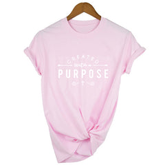 Created With A Purpose Cross Sleeve T-Shirt Christian Faith Graphic Tee, Inspirational Religious Shirt, Unisex Streetwear Top