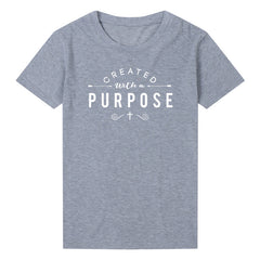 Created With A Purpose Cross Sleeve T-Shirt Christian Faith Graphic Tee, Inspirational Religious Shirt, Unisex Streetwear Top
