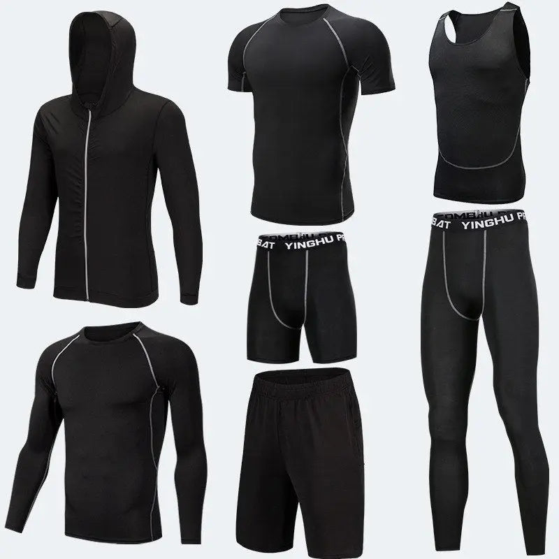 Running Workout Clothes Men 7pcs Compression Basketball Games Jogging Tights Set Know You're Still Able