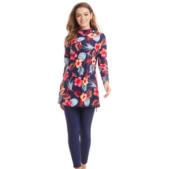 Muslim Swimwear Women Modest Patchwork Hijab Long Sleeves Sport Swimsuit Islamic muslimah Burkinis Wear Bathing Suit