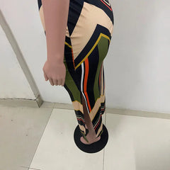 Colorful Striped Print Side Slit Maxi Dress Women Colorblock Sleeveless Slim Long Dresses Know You're Still Able