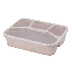 Natural Wheat Straw Lunch Box - Eco-Friendly Microwave Safe Bento with Cutlery