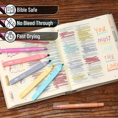 Bible Highlighters & Gel Highlighters, 8 Pack, Assorted Colors, No Bleed