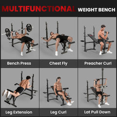 SPORTNOW Multi-Exercise Adjustable Weight Bench With Bench Press Rack Know You're Still Able