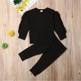 Newborn Baby Boys Girls Ruffles Jumper Solid Long Sleeve Sweatshirt Tops Pants Infant Kids 2Pcs Outfits Clothes Set Fall Clothes Know You're Still Able