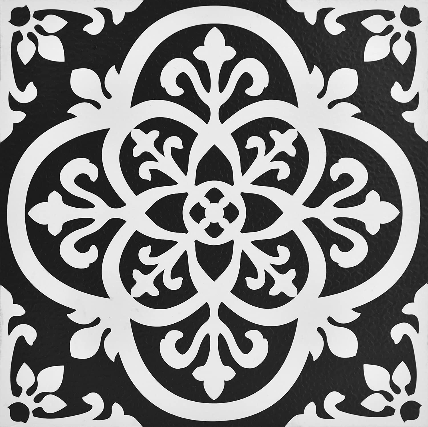 Gothic Peel & Stick Floor Tiles, Black, 24"X24", 10 Pack