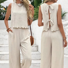 Casual Sleeveless Vest Casual Trousers Suit Summer Tank Top Casual Pants Set For Daily Wear Women's Clothing Know You're Still Able