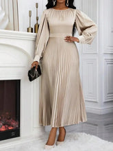Women'S Plain Pleated Long Sleeve Dress, Elegant Long Dress for Spring & Fall, Women'S Clothing for Daily Wear, Classy Modest Formal Dresses, Womenswear, Modest Style Dress, Lady