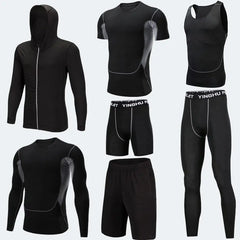 Running Workout Clothes Men 7pcs Compression Basketball Games Jogging Tights Set Know You're Still Able