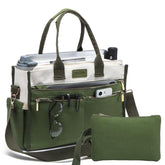 2Pcs/Set Large Canvas Tote Bag for Women, 14 Pockets Zipper Closure & Individual Compartments, Laptop Work Bag, Crossbody Shoulder Bag Purse, Suitable for Teacher, Nurse, College , Travel, Shop, Gym and Daily Use Plain Aesthetic Handbag