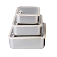 PUCOHOUSE Stainless Steel Food-Grade Storage Containers, Square Freezer And Refrigerator Organizers, Office Lunch Boxes Know You're Still Able