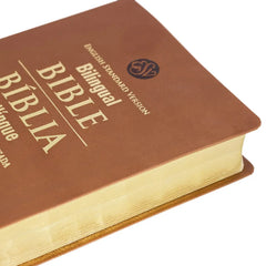 Bilingual Bible in Portuguese and English Nova Almeida Atualizada and English Standard Version Imitation Brown Leather