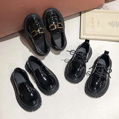 Spring And Autumn Children's English Style Black Thick Sole Single Shoes Know You're Still Able