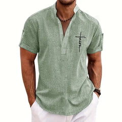 Men's casual suit 3D printed zipper short sleeved polo shirt Know You're Still Able