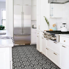 Gothic Peel & Stick Floor Tiles, Black, 24"X24", 10 Pack