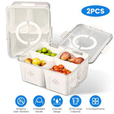 2Pack Airtight Fruit Storage Containers 4 Compartment Food Storage Containers Fruit Vegetable Organizers With 8 Removable Colanders For Fridge Picnic Know You're Still Able
