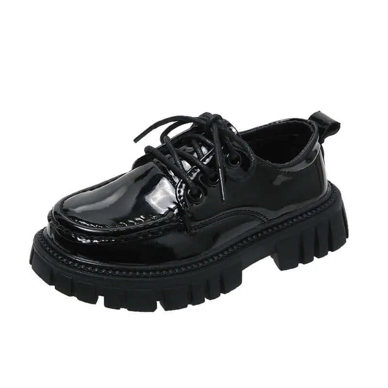 Spring And Autumn Children's English Style Black Thick Sole Single Shoes Know You're Still Able