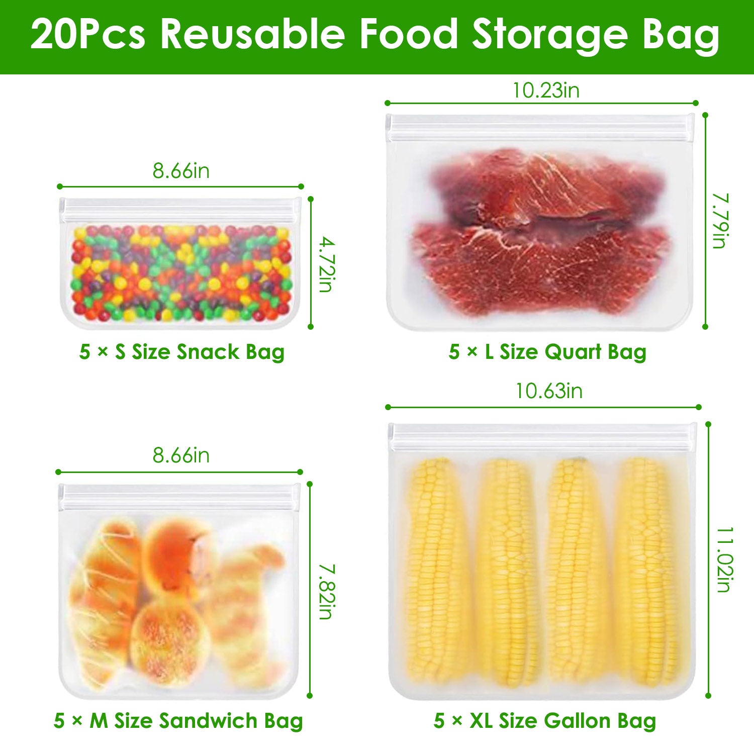 20Pcs Space Saving Collapsible Silicone Food Storage - Reusable & BPA Free Lunch Set