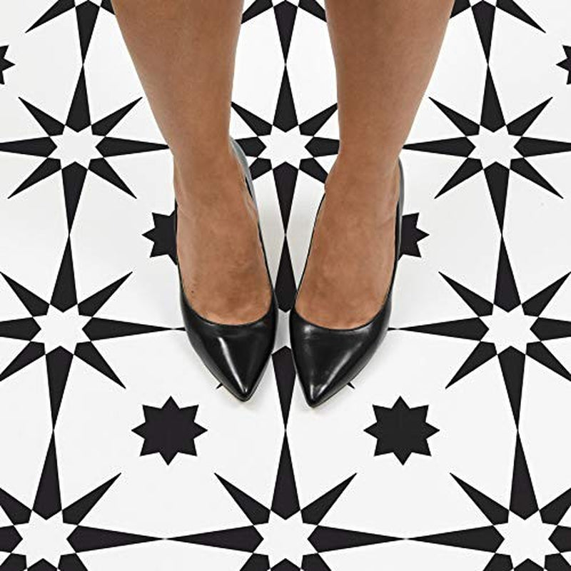 Floorpops FP2948 Altair Peel & Stick Floor Tile, Black