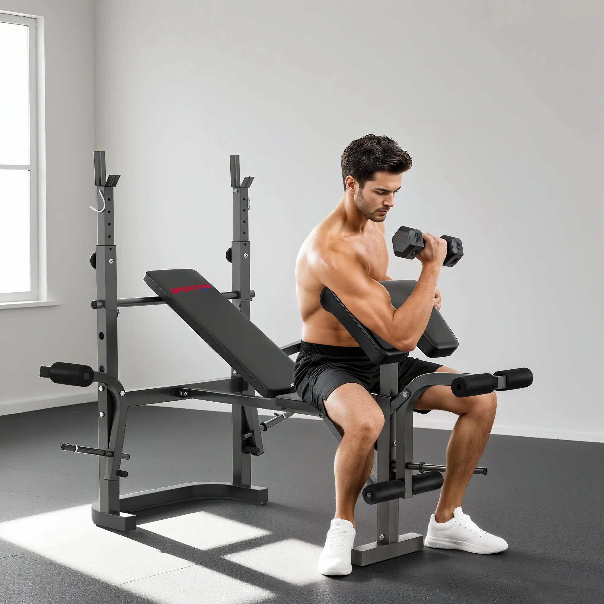 SPORTNOW Multi-Exercise Adjustable Weight Bench With Bench Press Rack Know You're Still Able