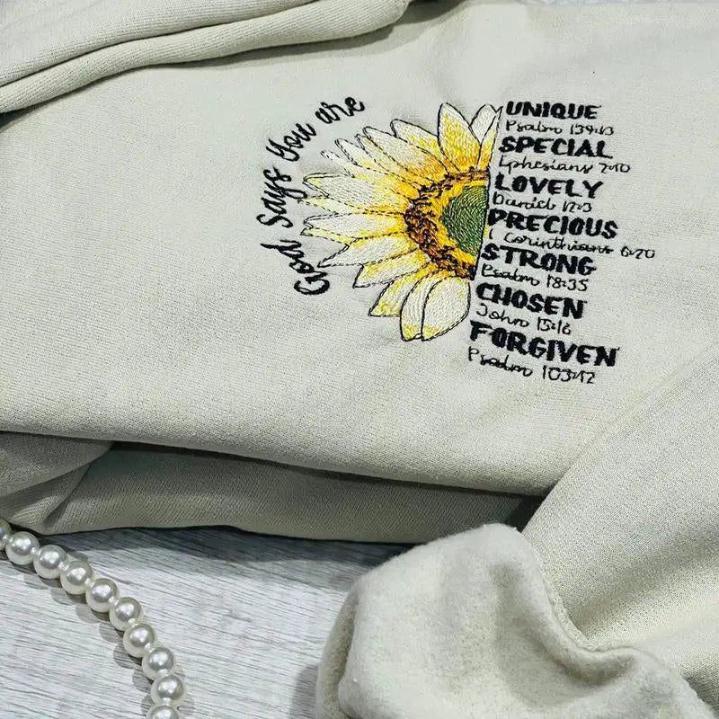 Sunflower Faith Embroidery Sweatshirt.