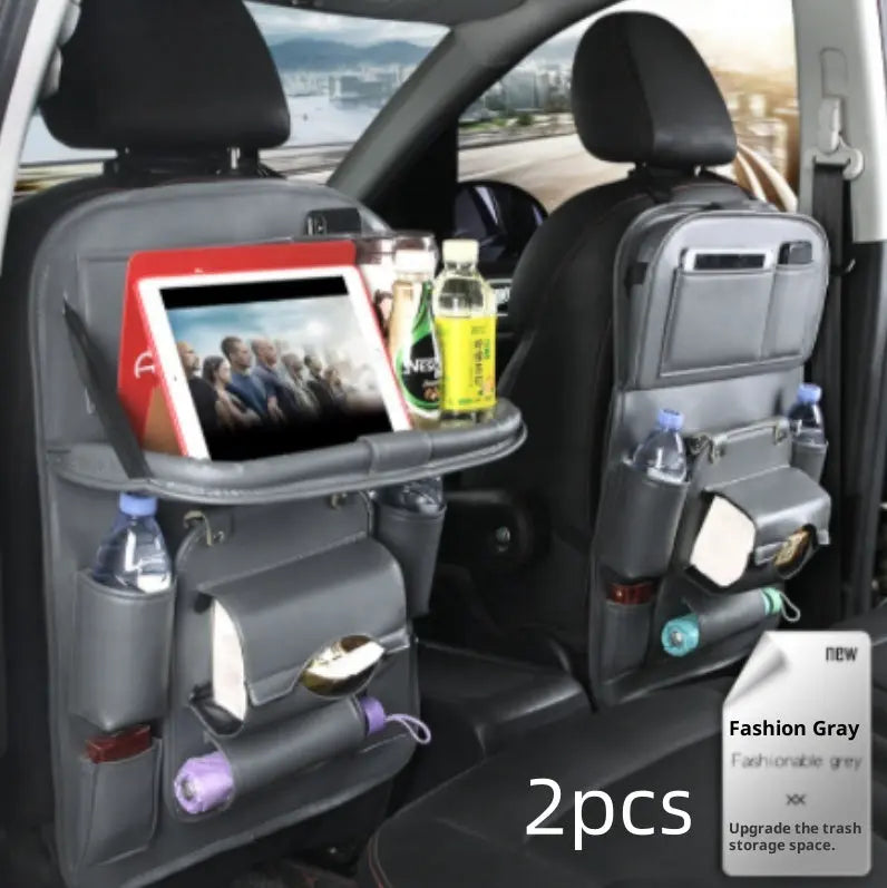 PU Leather Car Storage Bag Multifunction Seat Back Tray Hanging Bag Waterproof Car Organizer Automotive Interior Accessories Know You're Still Able