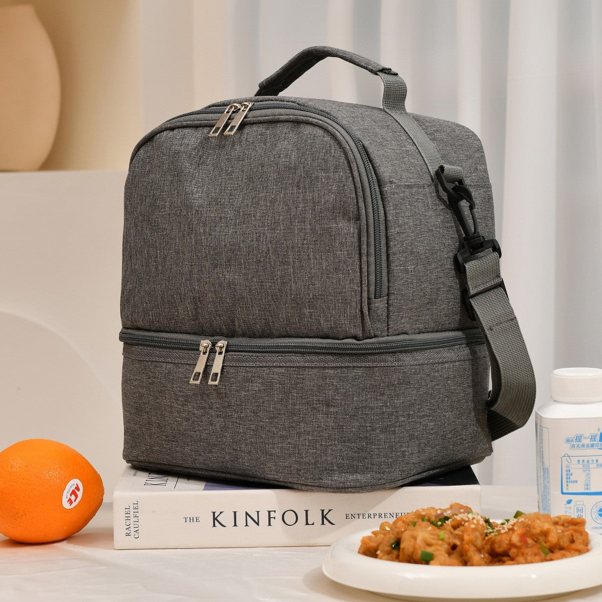 Natural Fiber Insulated Lunch Bag - Sustainable Hemp & Jute Cooler for Work