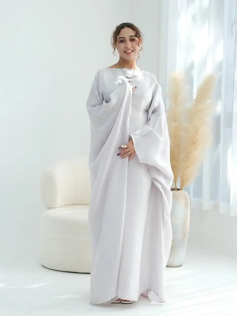Women'S Solid Color round Neck Kaftan, Modest Fashion Long Sleeve Dress for Daily Wear, Women'S Islamic Clothing for All Seasons