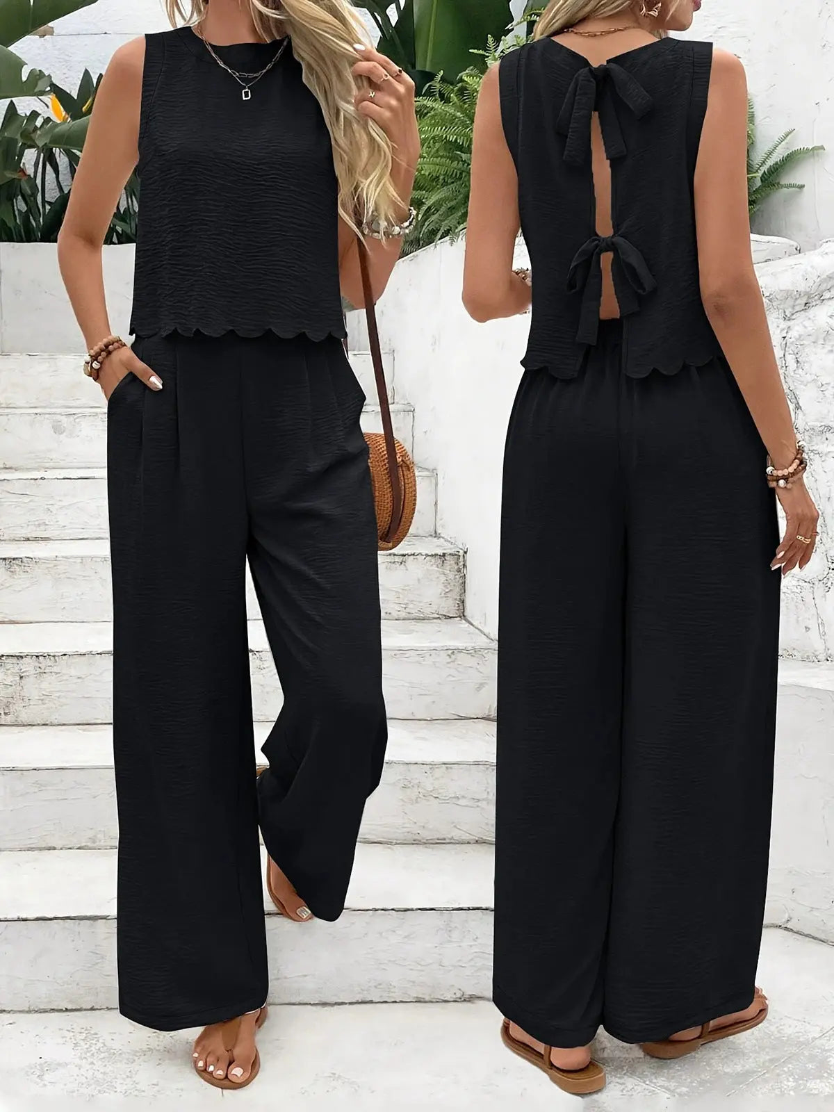 Casual Sleeveless Vest Casual Trousers Suit Summer Tank Top Casual Pants Set For Daily Wear Women's Clothing Know You're Still Able