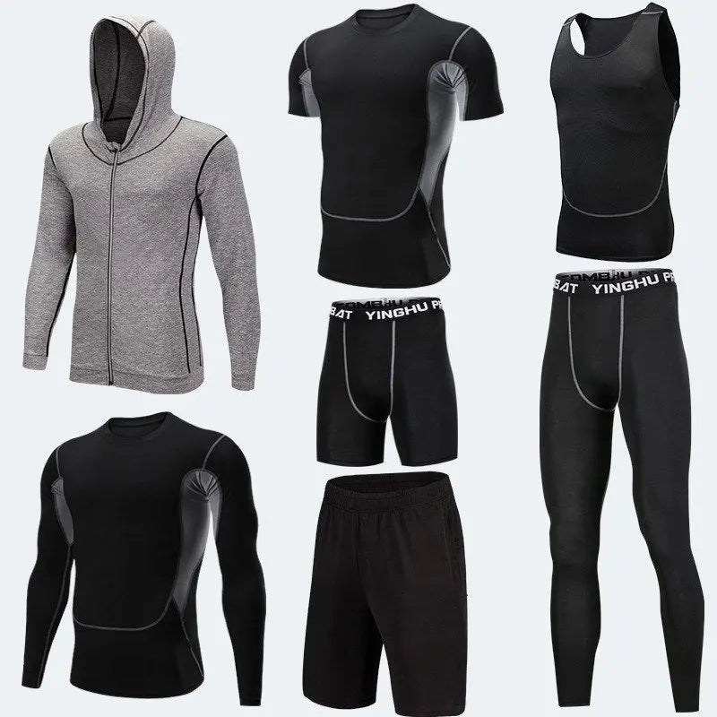 Running Workout Clothes Men 7pcs Compression Basketball Games Jogging Tights Set Know You're Still Able