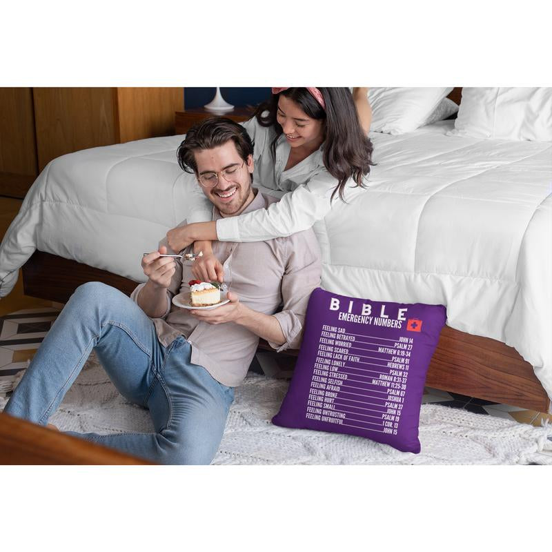 Emergency Bible Numbers Christian Pillow White