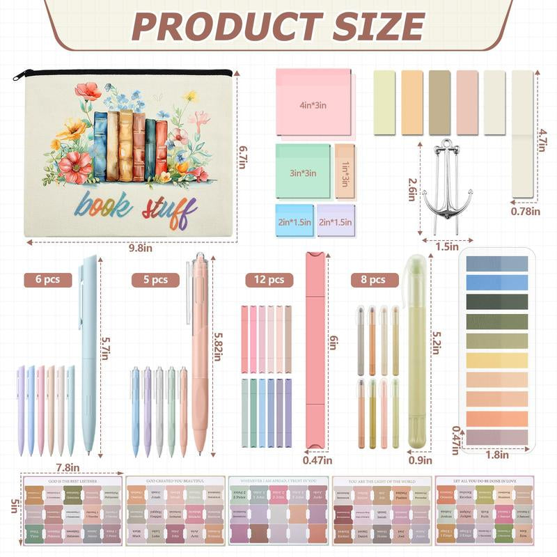 Easter Bible Journaling Kit Gift 55Pcs Bible Study Supplies with Canvas Bag Gel Pens Colorful Highlighters Bible Tabs Transparent Sticky Notes Marker Index Tabs Magnetic Bookmark Bible Aesthetic Book Annotation Kit for Christian Women Teenagers Student