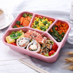 Natural Wheat Straw Lunch Box - Eco-Friendly Microwave Safe Bento with Cutlery