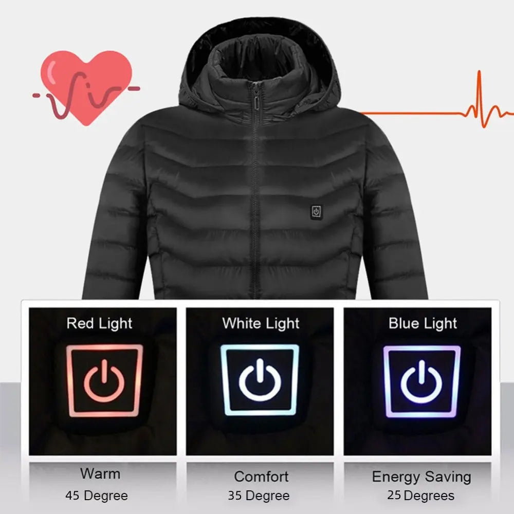 Winter Heated Jacket USB Electric Cotton Coat Zip-up Heater Thermal Clothing Heating Vest For Men Know You're Still Able