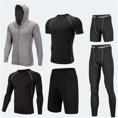 Running Workout Clothes Men 7pcs Compression Basketball Games Jogging Tights Set Know You're Still Able
