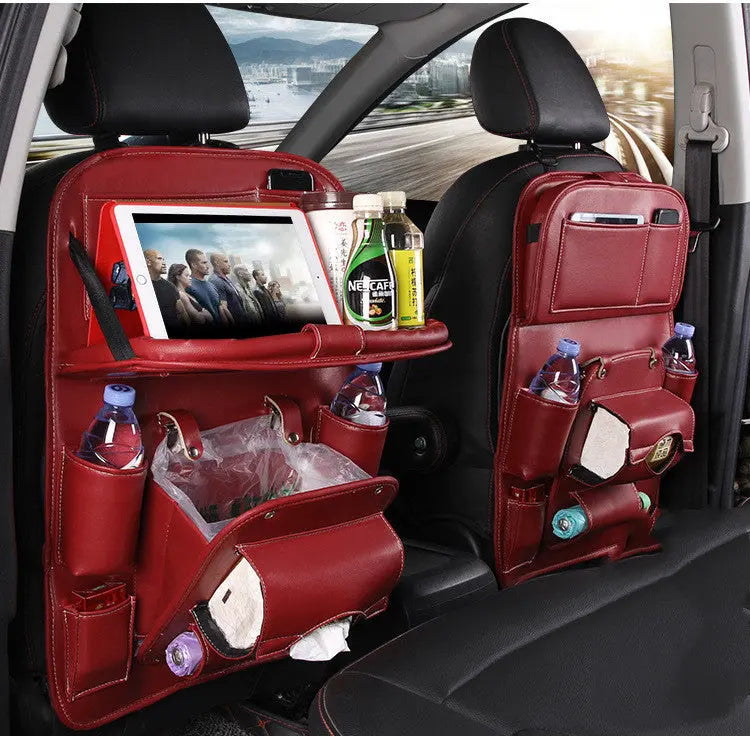 PU Leather Car Storage Bag Multifunction Seat Back Tray Hanging Bag Waterproof Car Organizer Automotive Interior Accessories Know You're Still Able