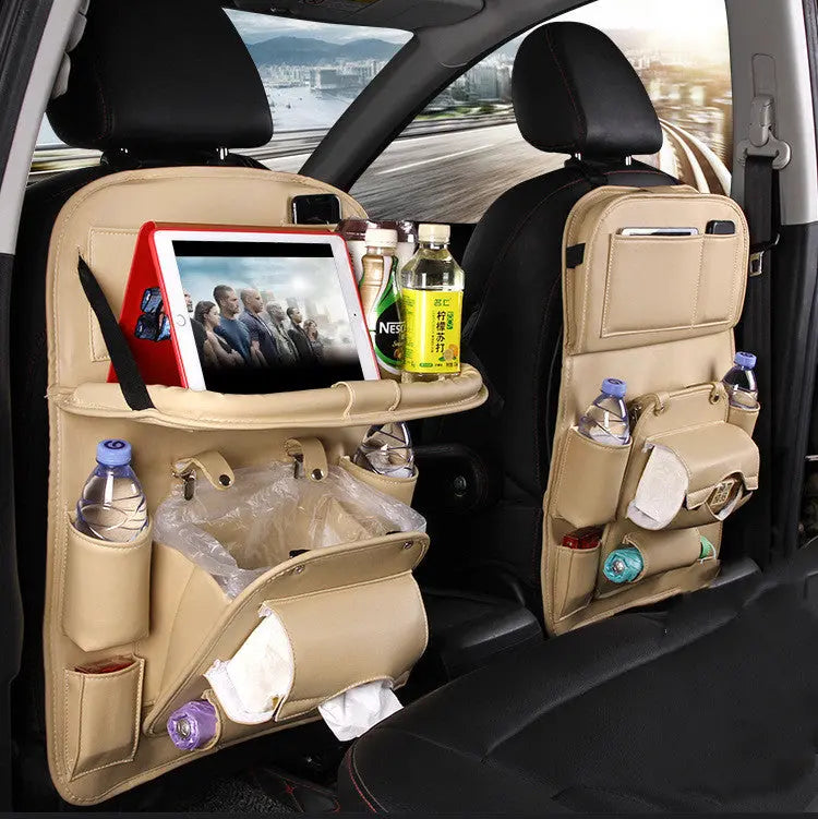 PU Leather Car Storage Bag Multifunction Seat Back Tray Hanging Bag Waterproof Car Organizer Automotive Interior Accessories Know You're Still Able