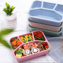 Natural Wheat Straw Lunch Box - Eco-Friendly Microwave Safe Bento with Cutlery