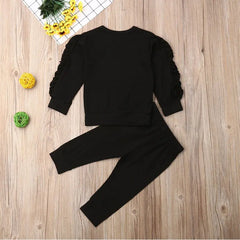 Newborn Baby Boys Girls Ruffles Jumper Solid Long Sleeve Sweatshirt Tops Pants Infant Kids 2Pcs Outfits Clothes Set Fall Clothes Know You're Still Able