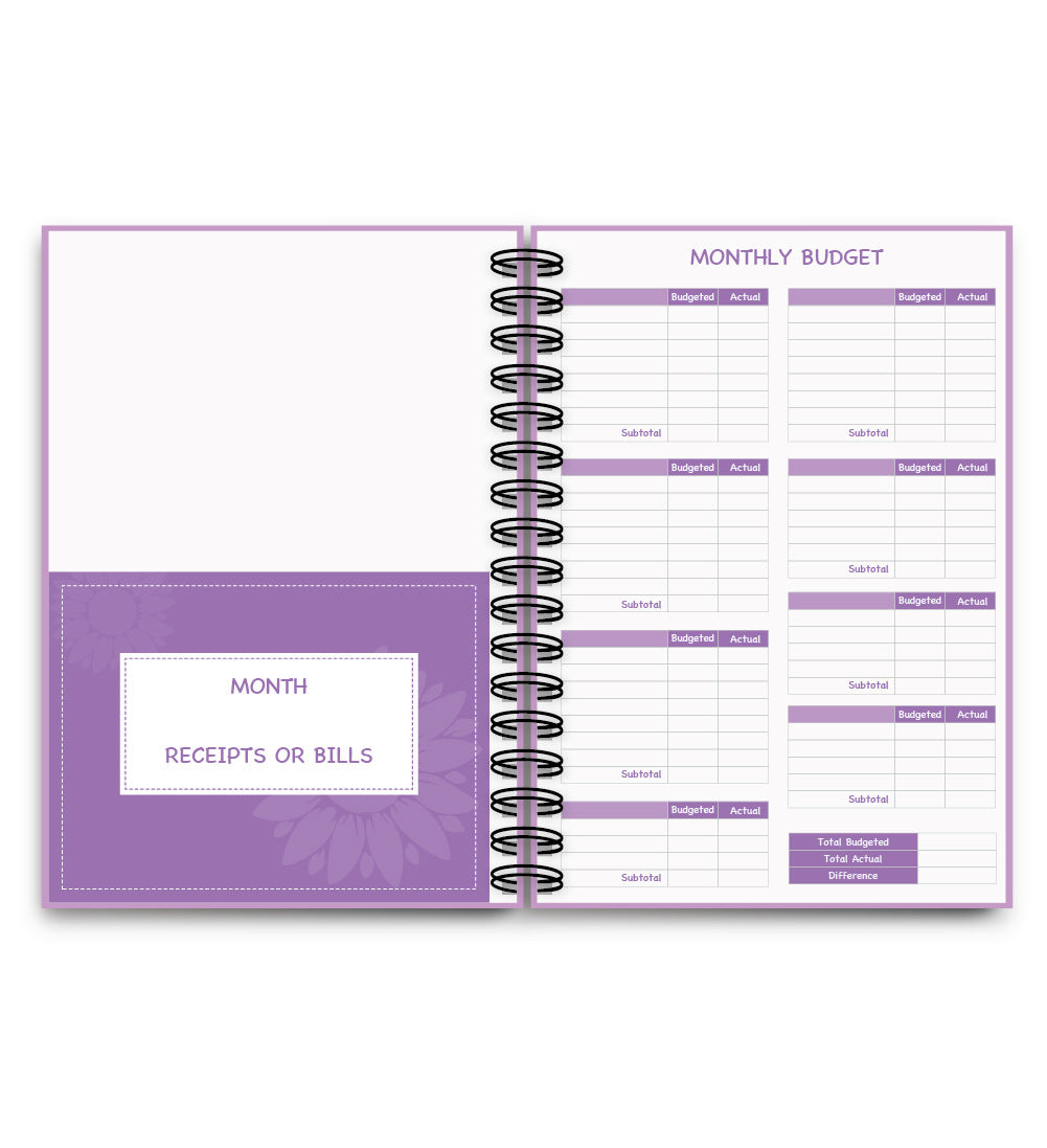 Coil Budget Planner Notebook with Monthly Financial Stickers | English Expense Tracker & Money Management Book Set