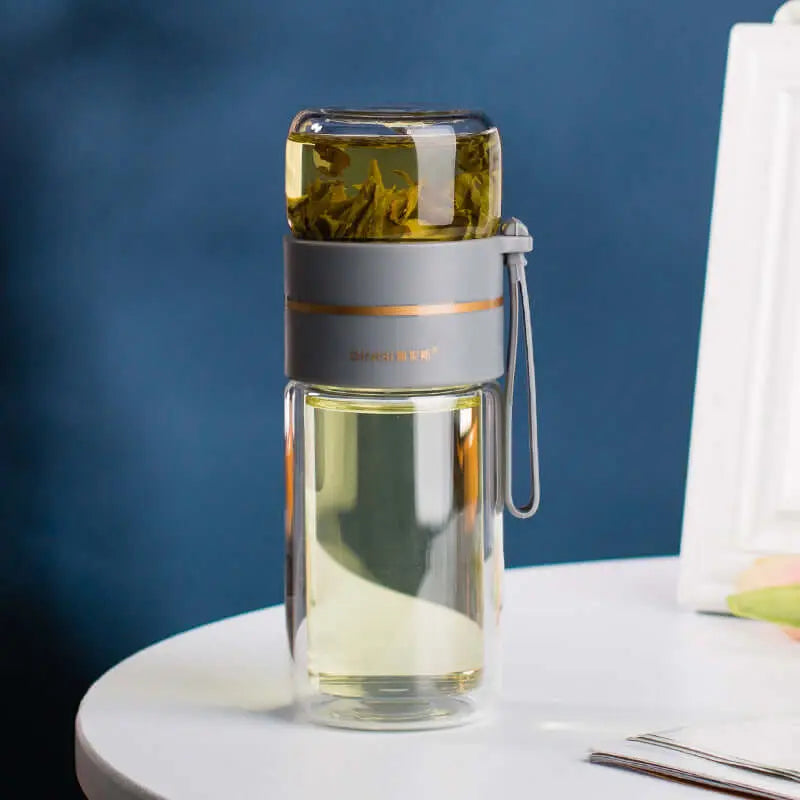 Glass Water Bottle With Tea Infuser Filter Tea Separation Double Wall Glass Bottle Leakproof Water Bottle Know You're Still Able