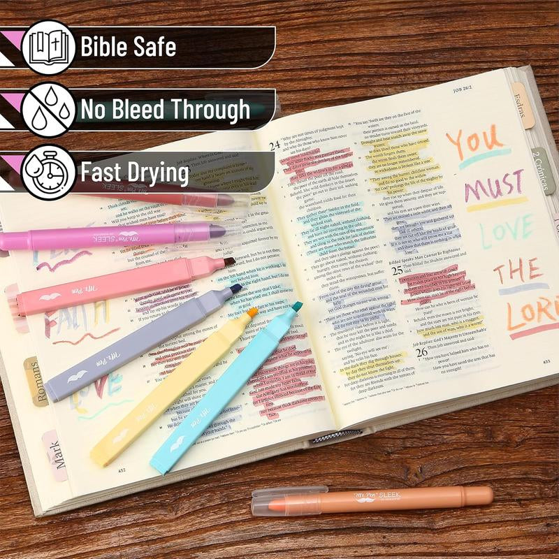 Bible Highlighters & Gel Highlighters, 8 Pack, Assorted Colors, No Bleed