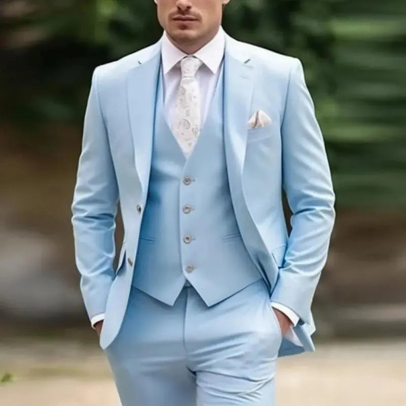 Mens Three-Piece Solid-Color High-End Stylish Suit With A Sophisticated Vibe Know You're Still Able