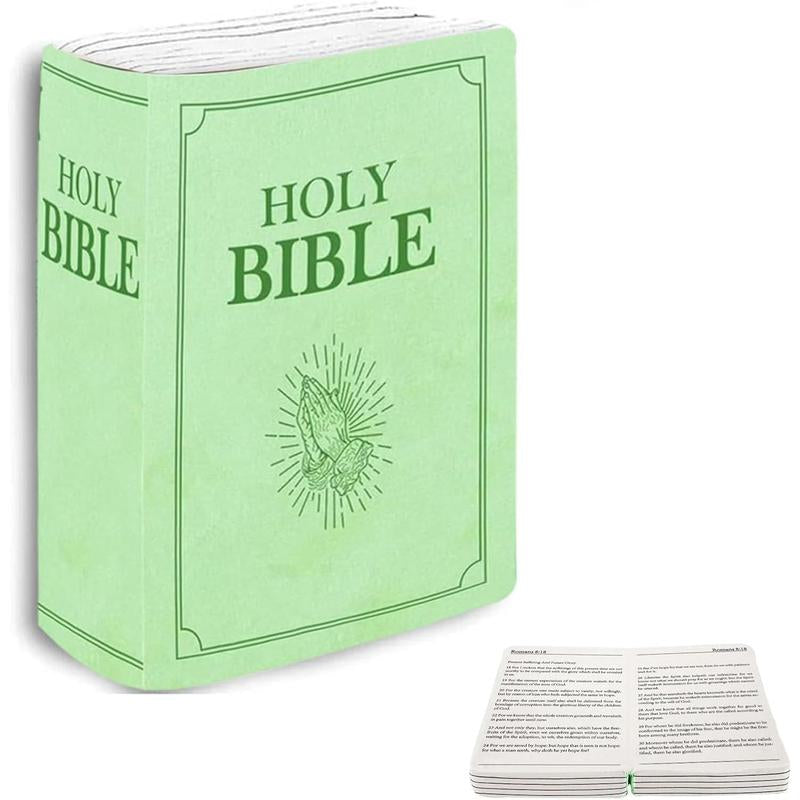 Holy Bible Plush Pillow – Book Shape, Openable Design, Inspirational Bible Verse, Cozy Beige Throw Pillow for Home Decor and Faithful Comfort Generic Generic