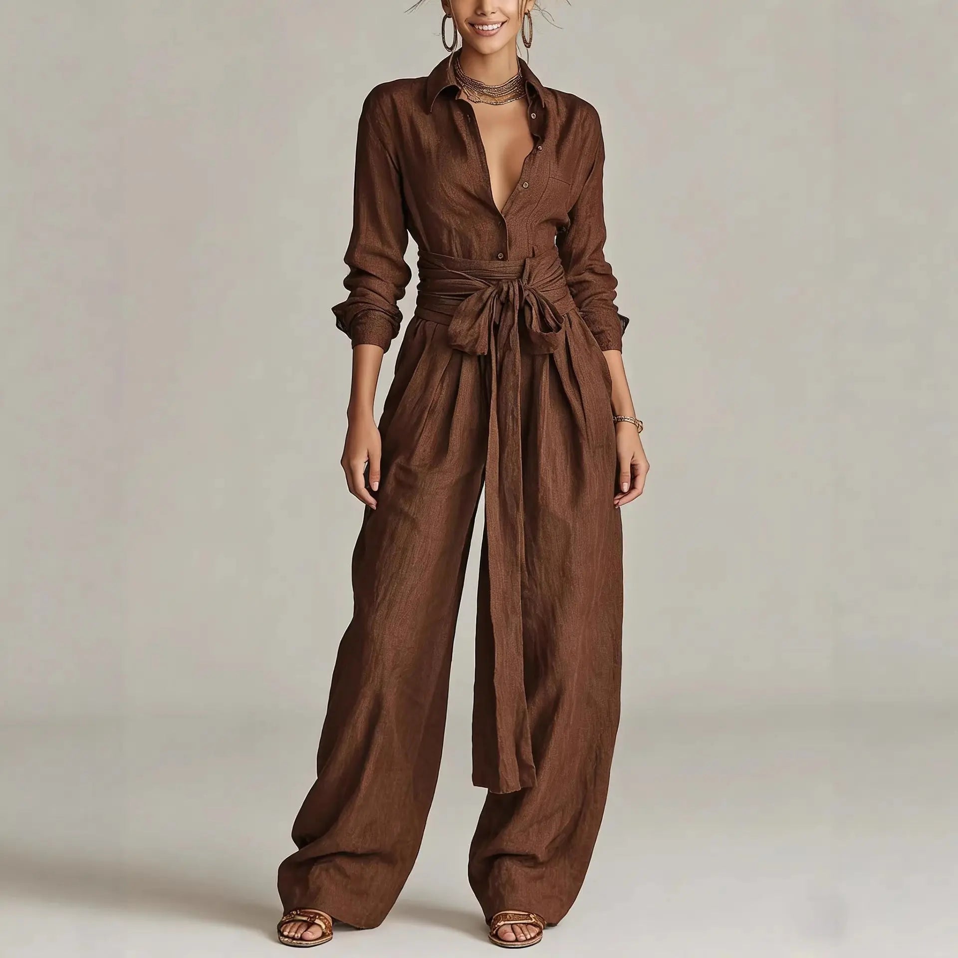 Solid-color High-waisted Short-sleeve Pants Fashion Casual Set Know You're Still Able