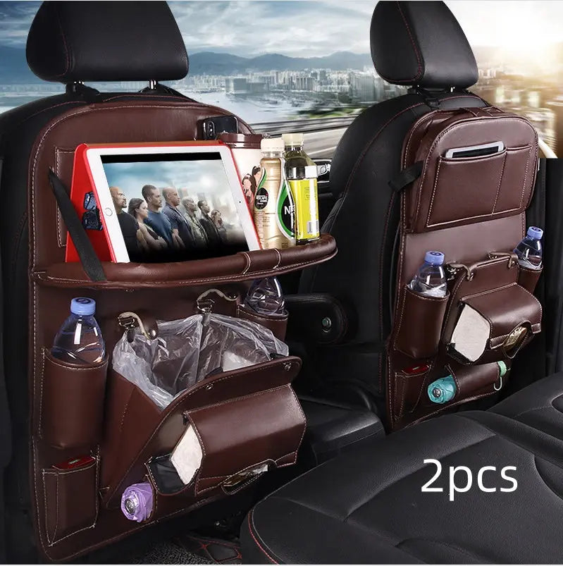PU Leather Car Storage Bag Multifunction Seat Back Tray Hanging Bag Waterproof Car Organizer Automotive Interior Accessories Know You're Still Able