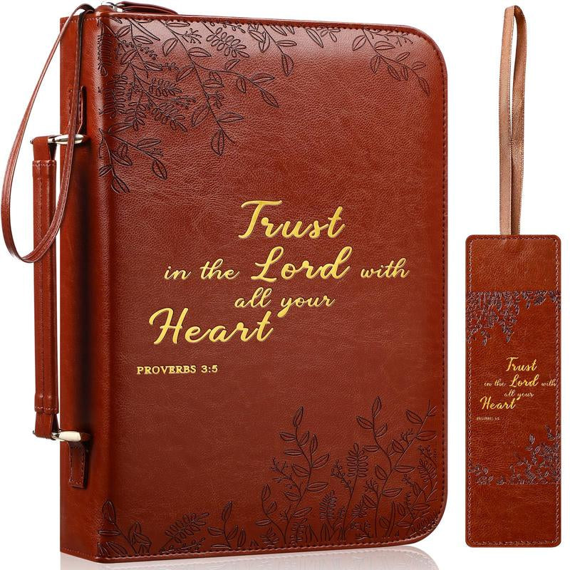 Christmas Gift Large Bible Case for Women with Pretty Floral Patterns and Bible Verses Bible Cover Case with Handle and Bookmark Leather Leather Book Case for Study Bible, Bible Study Supplies, Bible Journaling Kit, Teacher Appreciation Gift