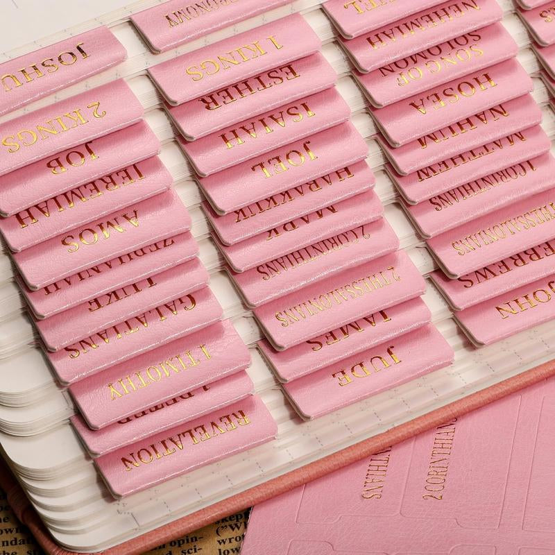 RETTACY Bible Tabs, Leather Bible Tabs, Large Size, Bible Tabs for Women, Bible Study Supplies, 66 Bible Tabs for Old and New Testament, Additional 21 Tabs for Apocrypha, 9 Blank Tabs for Book