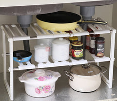 Under Sink 2 Tier Expandable Shelf Organizer